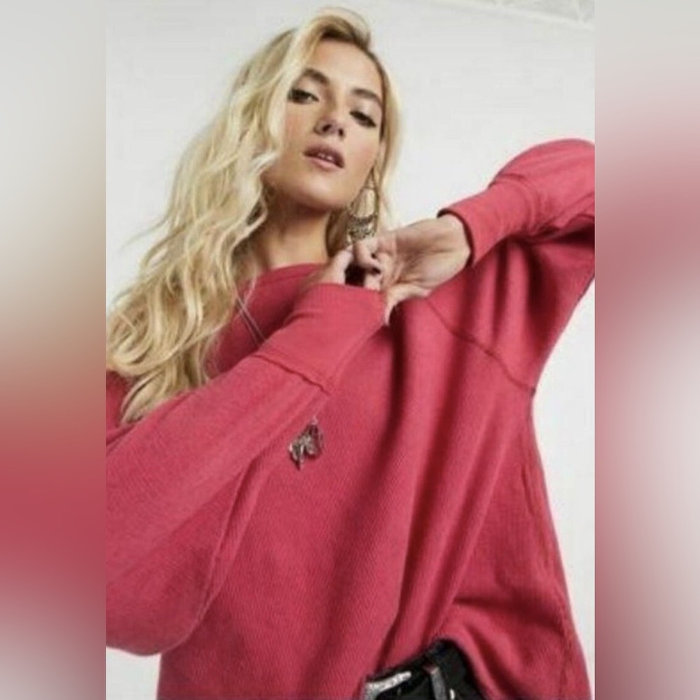 Free People Pink Crew Neck Sweater